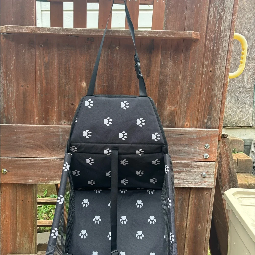 Swihelp Black Pet Carrier with White Paw Prints